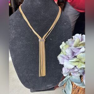 30” New Goldtone MultiStrand Necklace with Tassel NWT